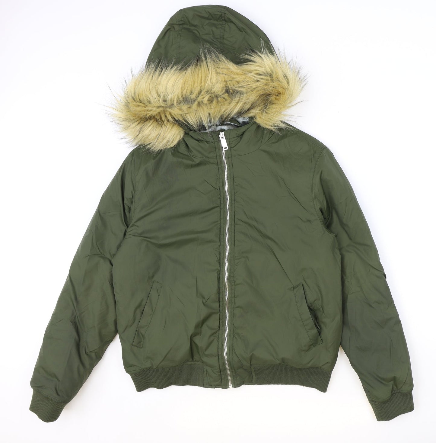 Misguided Womens Green Bomber Jacket Jacket Size 12 Zip