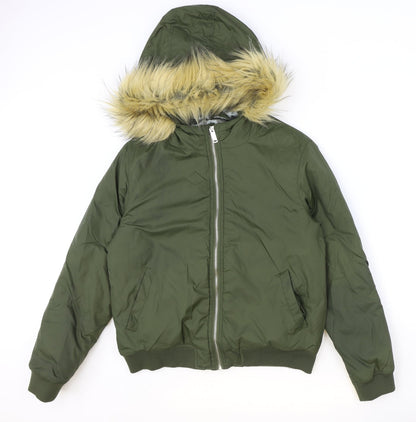 Misguided Womens Green Bomber Jacket Jacket Size 12 Zip