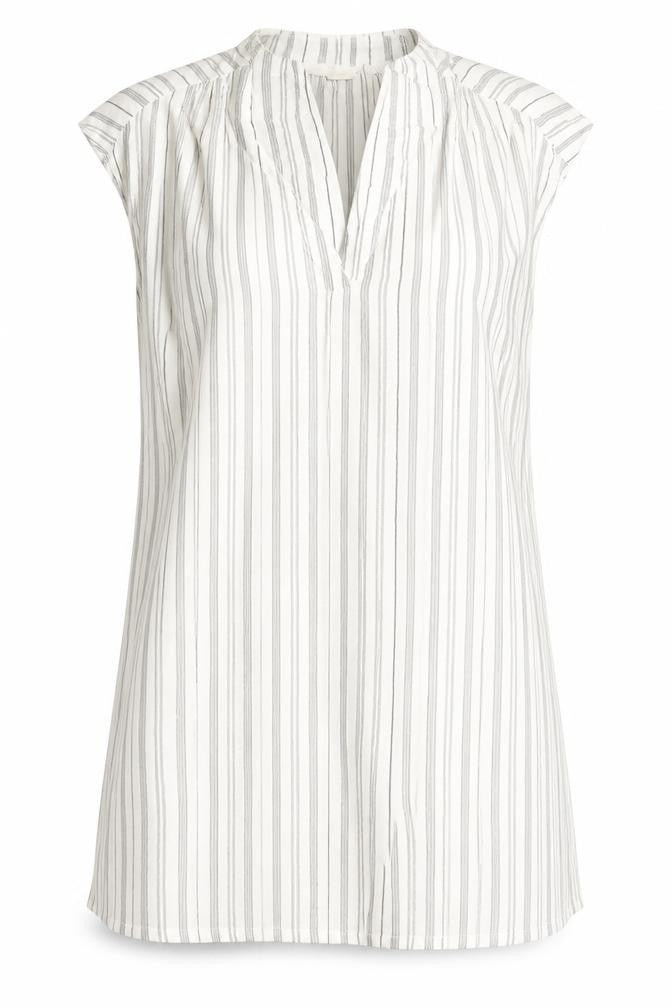 H&M Womens Ivory Striped Viscose A-Line Size 8 V-Neck Button
