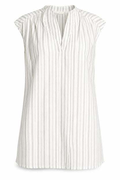 H&M Womens Ivory Striped Viscose A-Line Size 8 V-Neck Button