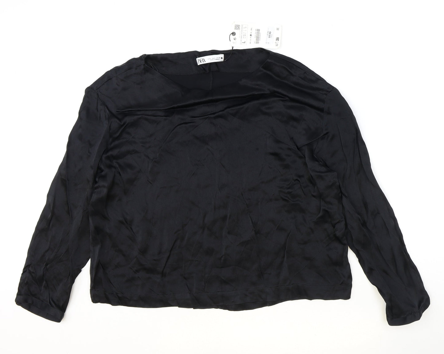 Womens UK Size L Zara Black Basic Blouse