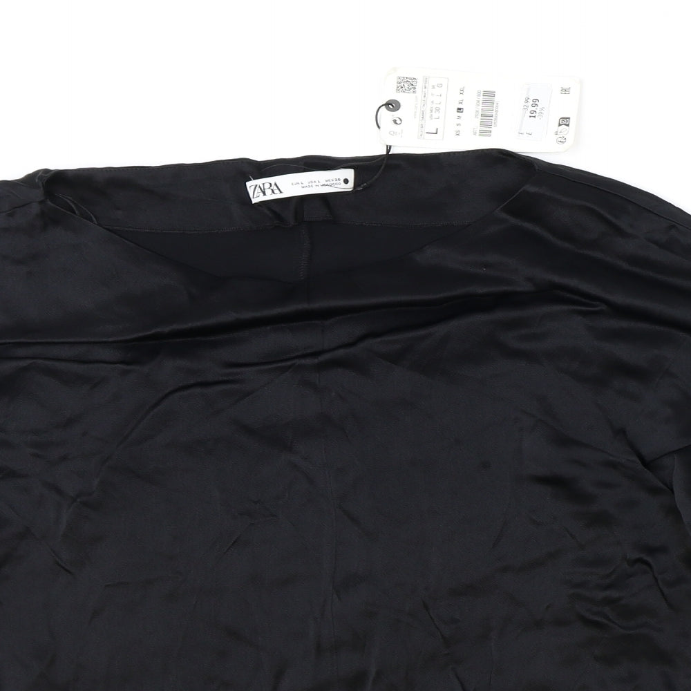 Womens UK Size L Zara Black Basic Blouse