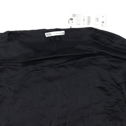 Womens UK Size L Zara Black Basic Blouse