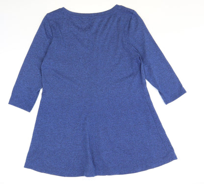 Marks and Spencer Womens Blue Polyester A-Line Size 14 Scoop Neck Pullover