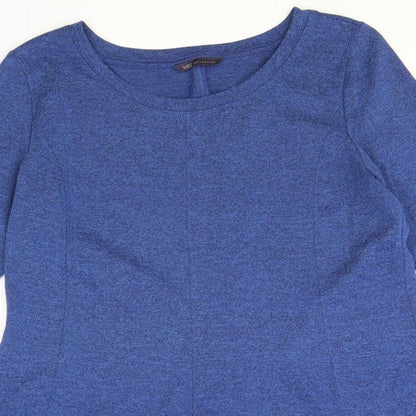 Marks and Spencer Womens Blue Polyester A-Line Size 14 Scoop Neck Pullover