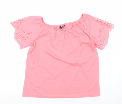Dunnes Stores Womens Pink Viscose Basic Blouse Size S Round Neck