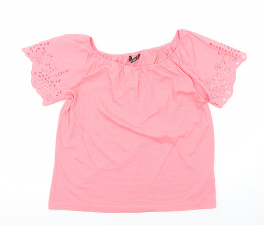 Dunnes Stores Womens Pink Viscose Basic Blouse Size S Round Neck