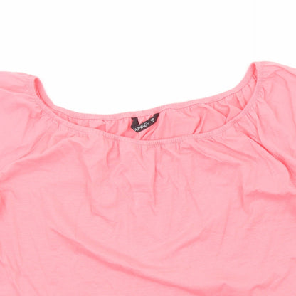 Dunnes Stores Womens Pink Viscose Basic Blouse Size S Round Neck