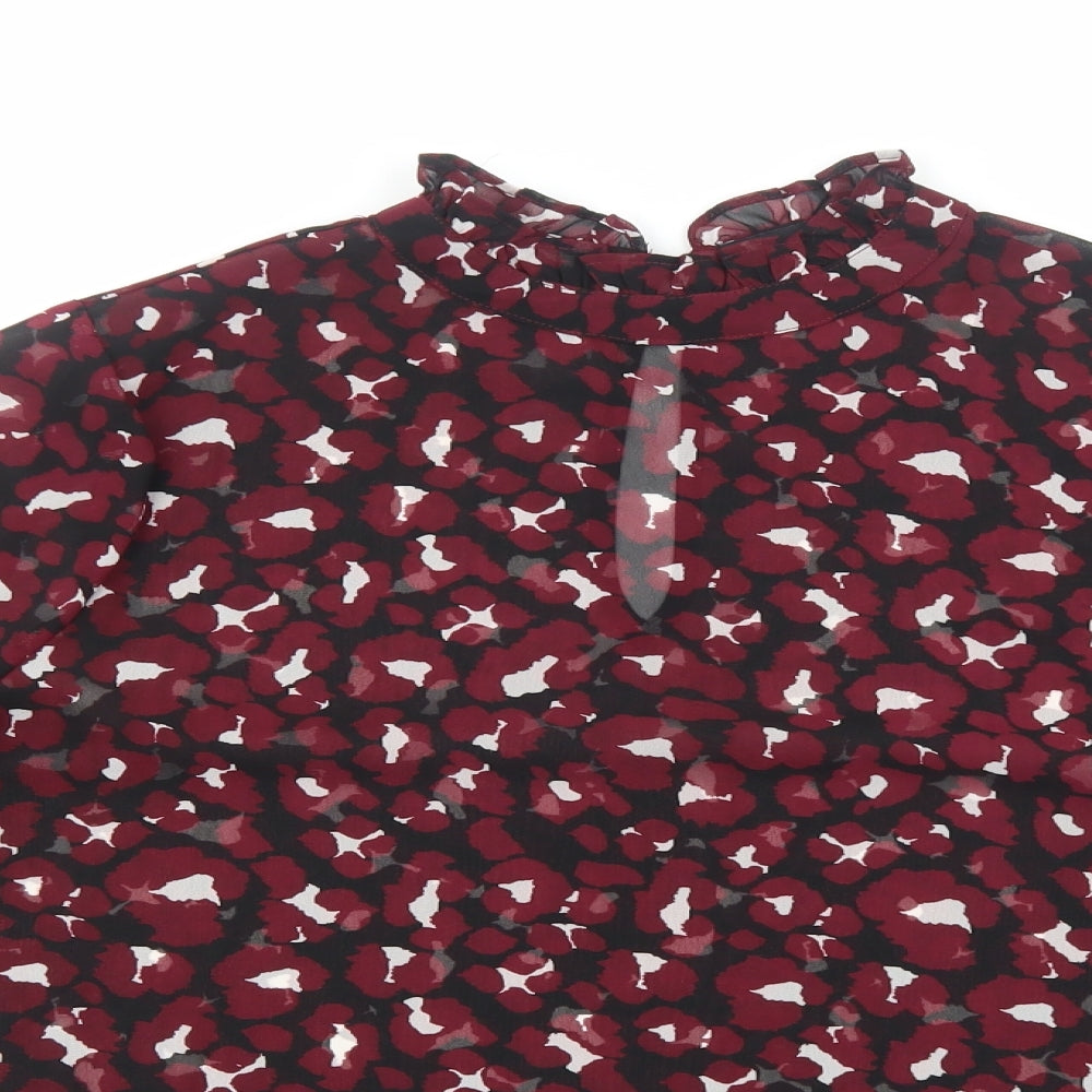 Papaya Womens Red Geometric Polyester Basic Blouse Size 12 Round Neck