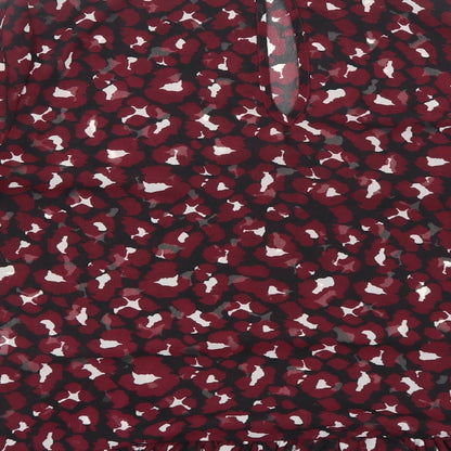 Papaya Womens Red Geometric Polyester Basic Blouse Size 12 Round Neck