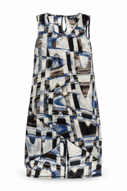 Caroline Morgan Womens Multicoloured Geometric Polyester A-Line Size 12 Scoop Neck Pullover