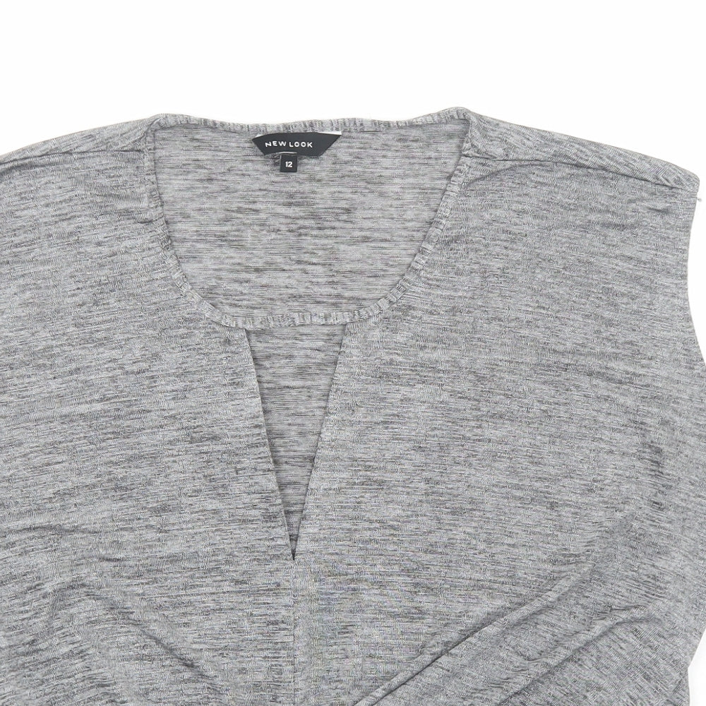 Womens UK Size 12 New Look Grey Basic Blouse