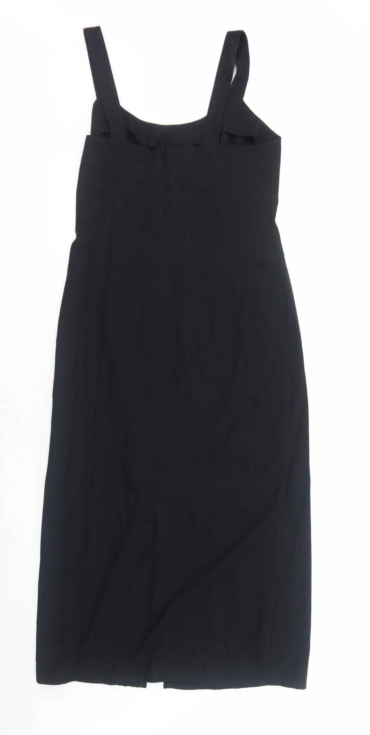 Classic Womens Black Polyester A-Line Size 12 Scoop Neck Zip