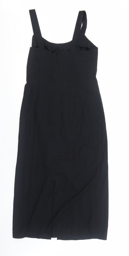 Classic Womens Black Polyester A-Line Size 12 Scoop Neck Zip