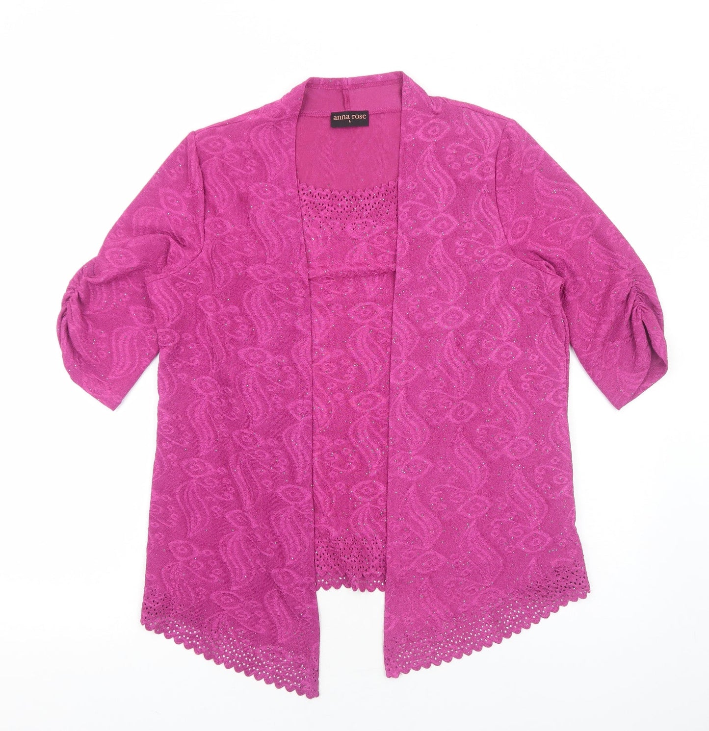 Womens UK Size L Anna Rose Pink Basic Blouse