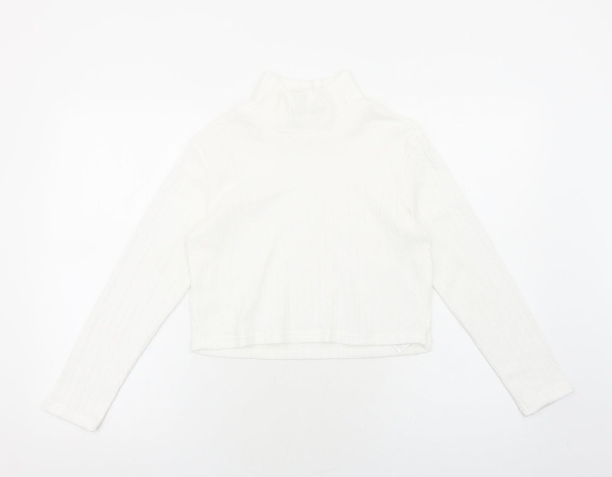 SheIn Girls White Polyester Pullover Casual Size 11-12 Years Mock Neck Pullover