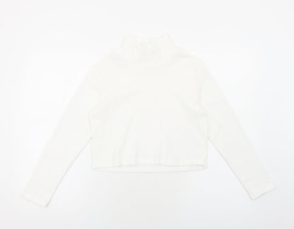 SheIn Girls White Polyester Pullover Casual Size 11-12 Years Mock Neck Pullover