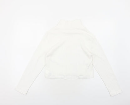 SheIn Girls White Polyester Pullover Casual Size 11-12 Years Mock Neck Pullover
