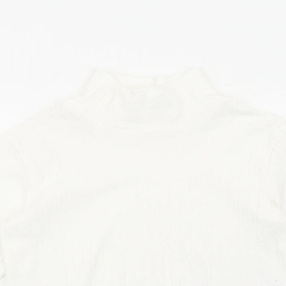 SheIn Girls White Polyester Pullover Casual Size 11-12 Years Mock Neck Pullover