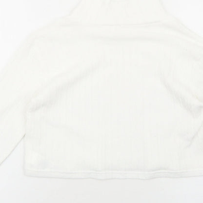 SheIn Girls White Polyester Pullover Casual Size 11-12 Years Mock Neck Pullover