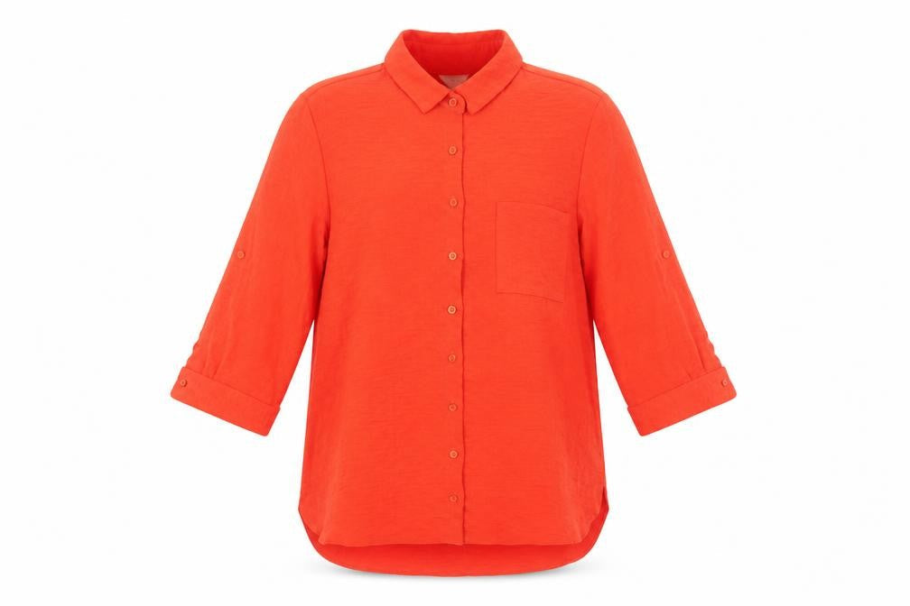 Womens UK Size 14 M&Co Orange Basic Button-Up