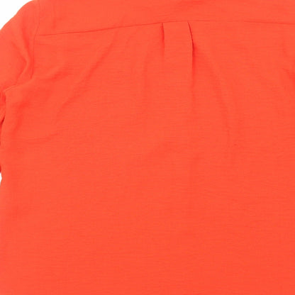 M&Co Womens Orange Viscose Basic Button-Up Size 14 Collared