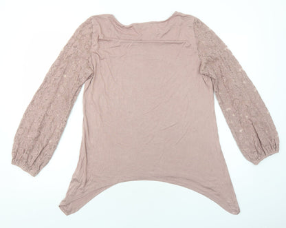 Womens UK Size L Cable & Gauge Pink Basic T-Shirt