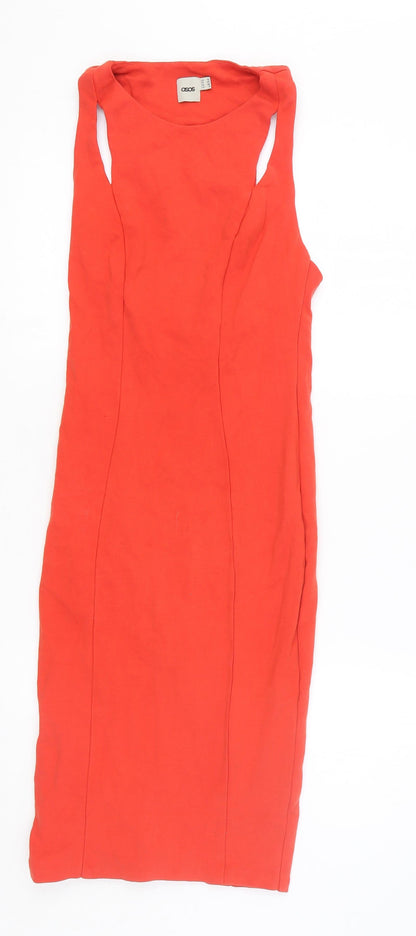 ASOS Womens Red Viscose A-Line Size 10 Round Neck Pullover