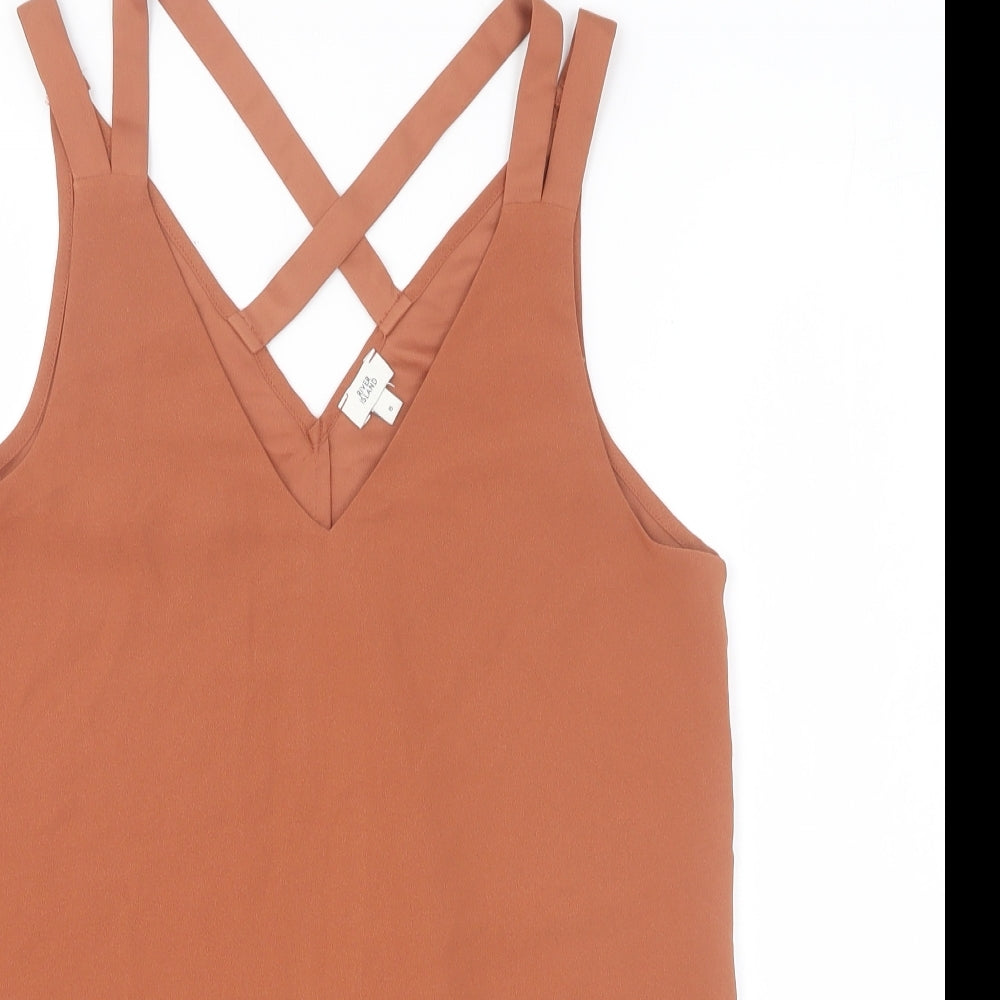 Womens UK Size 8 River Island Orange Basic Tank