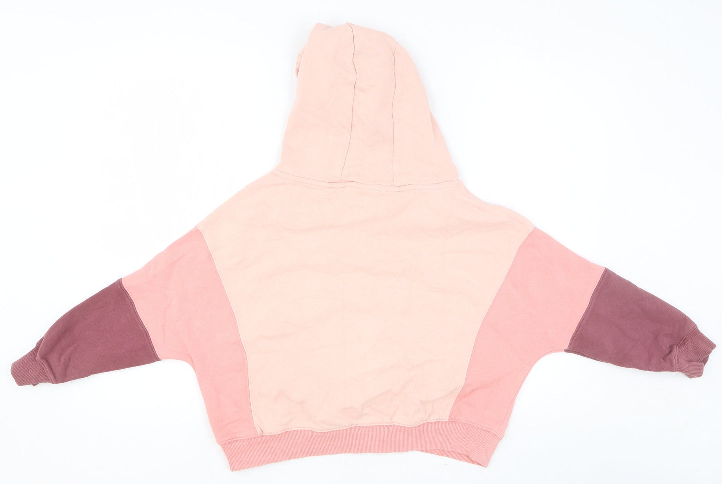 NEXT Girls Pink Colourblock Cotton Pullover Hoodie Size 10 Years Pullover