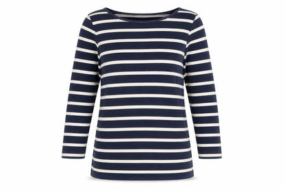 Zara Girls Blue Striped Cotton Basic Blouse Size S Boat Neck Pullover