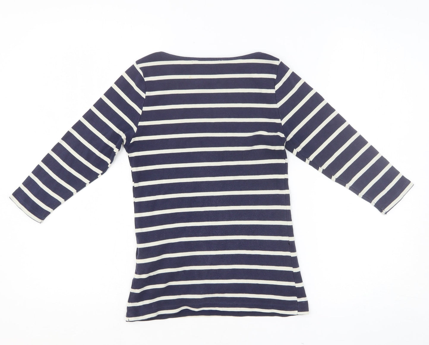 Zara Girls Blue Striped Cotton Basic Blouse Size S Boat Neck Pullover