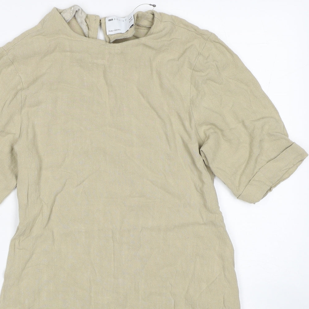 ASOS Womens Beige Viscose T-Shirt Dress Size 8 Round Neck Pullover
