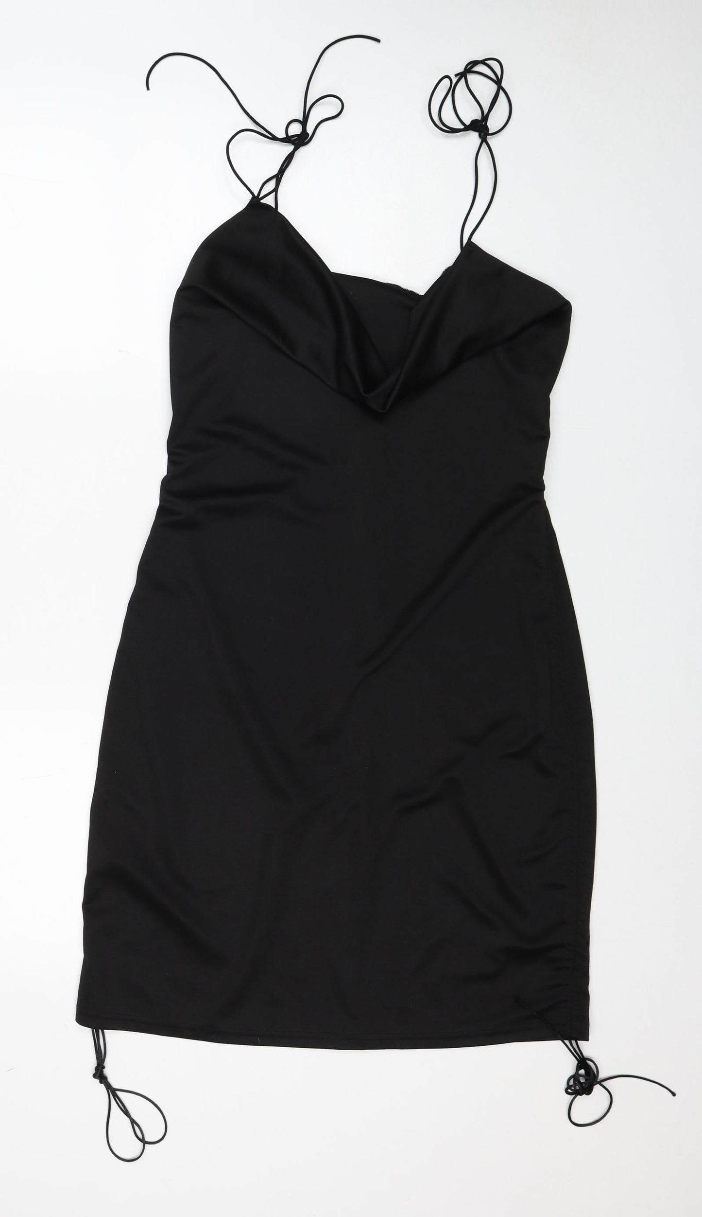 SheIn Womens Black Polyester Bodycon Size L Cowl Neck Zip