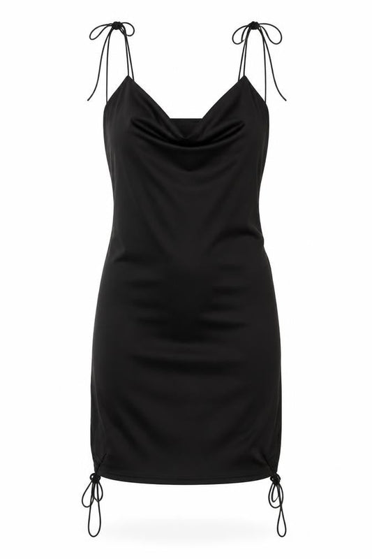 SheIn Womens Black Polyester Bodycon Size L Cowl Neck Zip