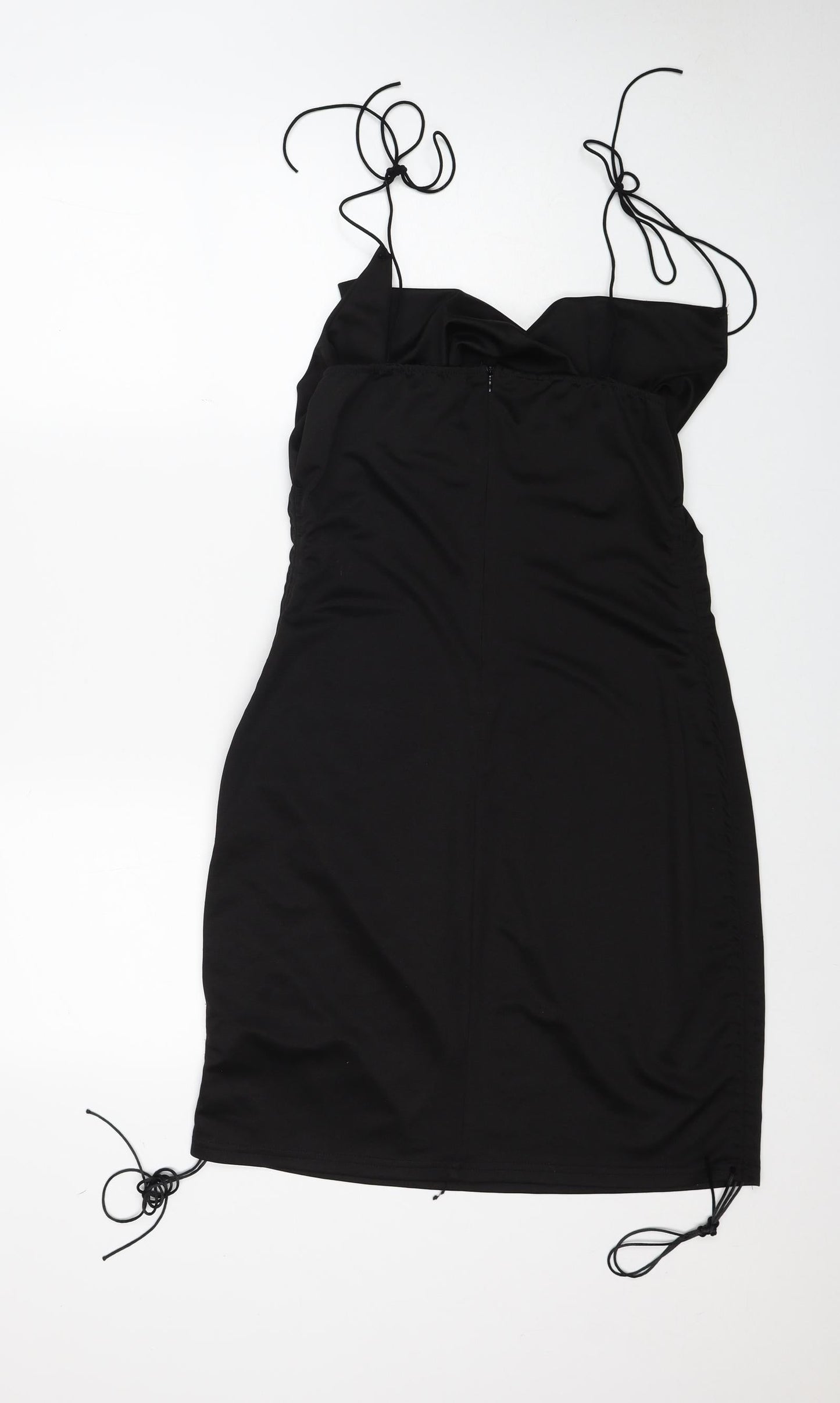 SheIn Womens Black Polyester Bodycon Size L Cowl Neck Zip