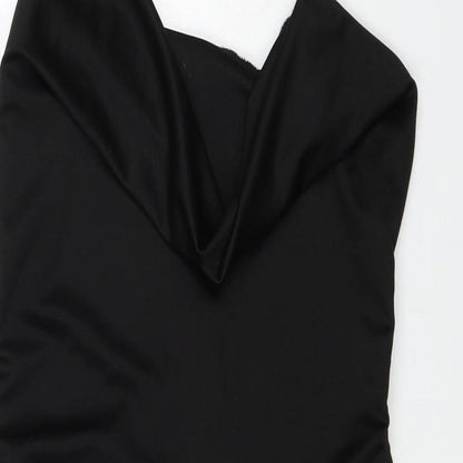 SheIn Womens Black Polyester Bodycon Size L Cowl Neck Zip