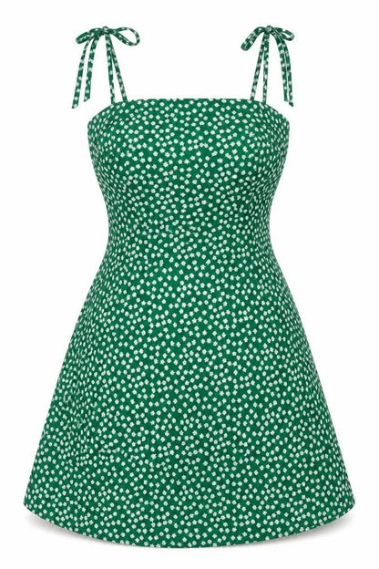 SheIn Womens Green Geometric Polyester Fit & Flare Size XS Square Neck Pullover