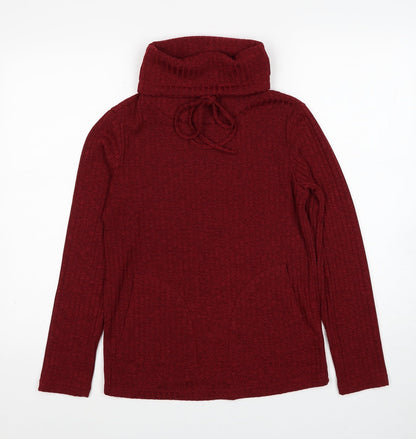 SheIn Womens Red Roll Neck Polyester Pullover Jumper Size XS - Ribbed