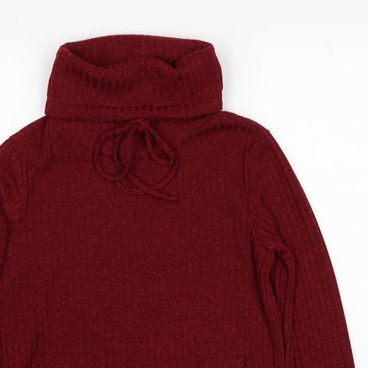 SheIn Womens Red Roll Neck Polyester Pullover Jumper Size XS - Ribbed