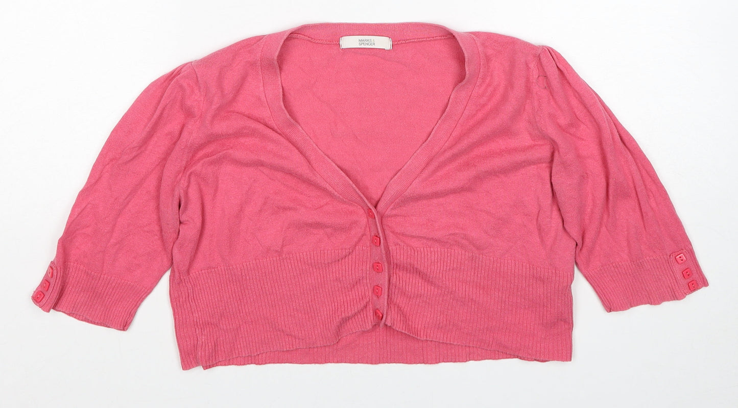 Womens UK Size 12 Marks and Spencer Pink Cardigan Jumper