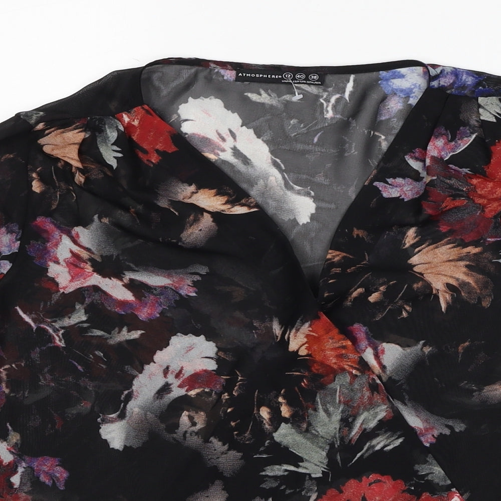 Womens UK Size 12 Atmosphere Black Basic Blouse