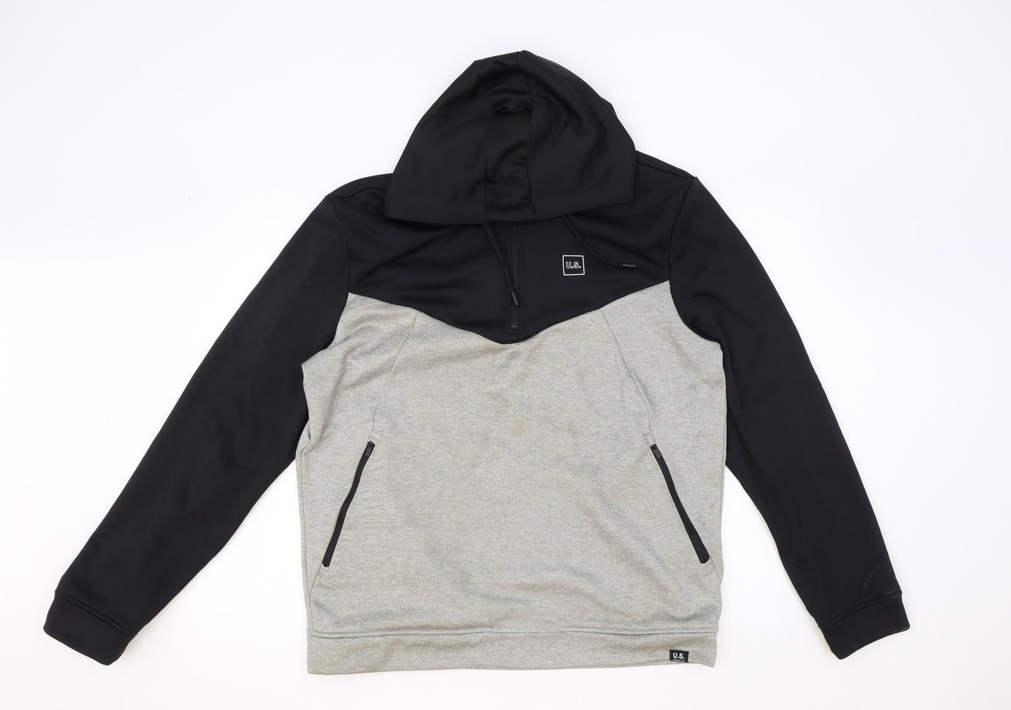 U.S. Athletic Mens Grey Polyester Pullover Hoodie Size M