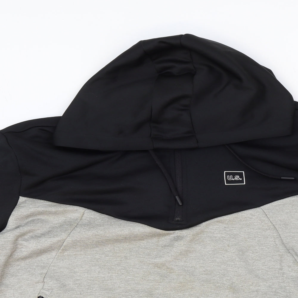 U.S. Athletic Mens Grey Polyester Pullover Hoodie Size M