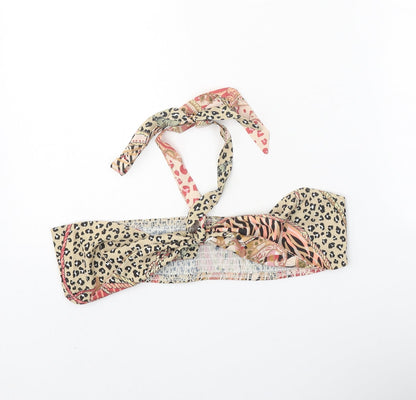 SheIn Womens Beige Animal Print Polyester Cropped Tank Size L Off the Shoulder - Leopard Pattern