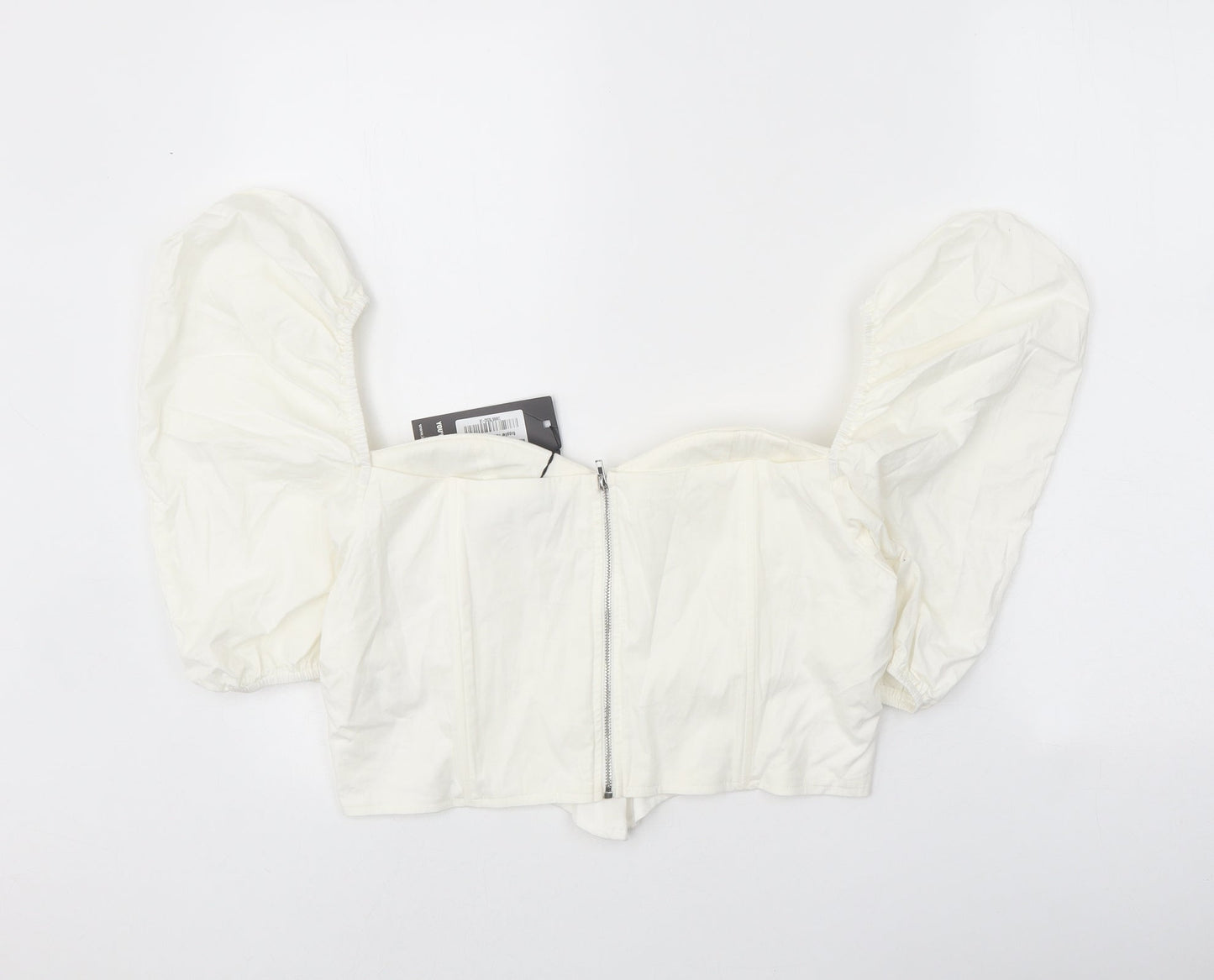 I SAW IT FIRST Womens White Cotton Cropped Blouse Size 16 Sweetheart