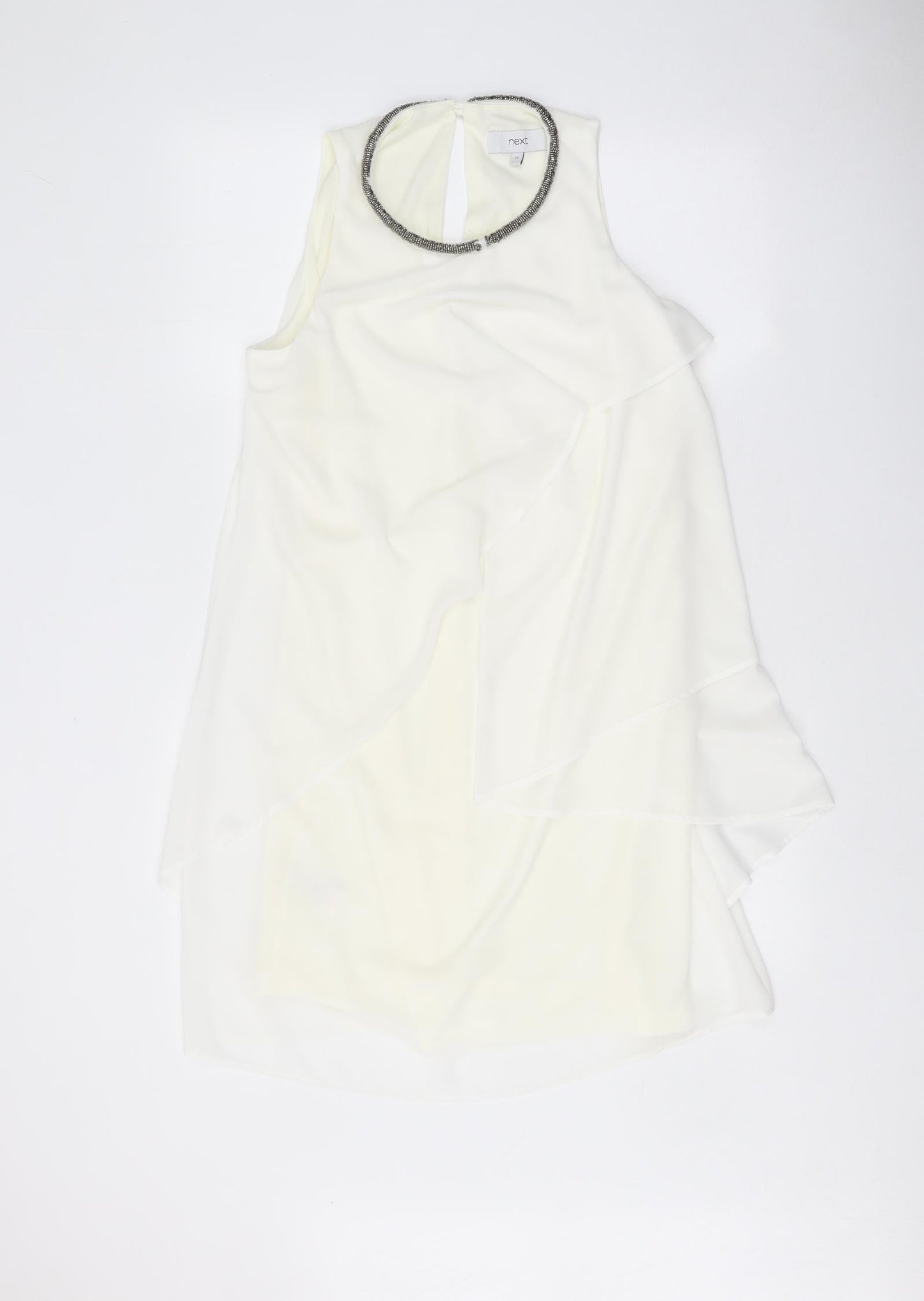 NEXT Womens White Polyester Trapeze & Swing Size 12 Round Neck Button