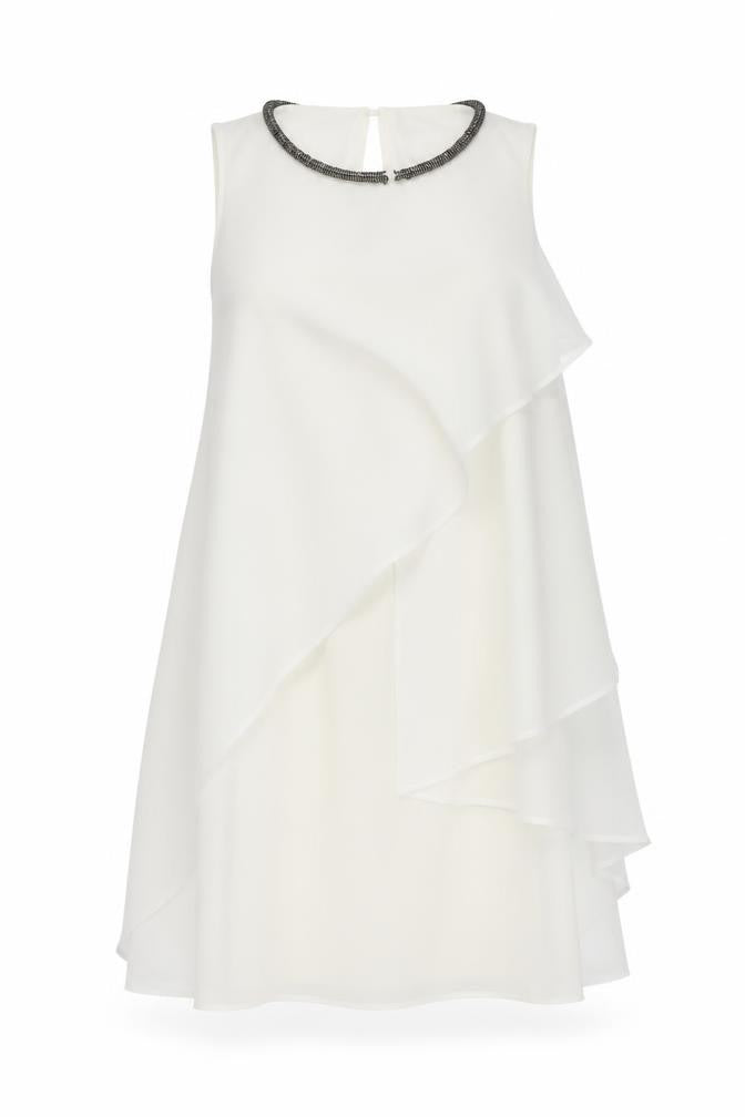 NEXT Womens White Polyester Trapeze & Swing Size 12 Round Neck Button