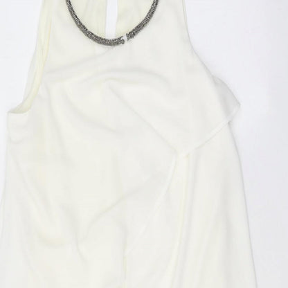 NEXT Womens White Polyester Trapeze & Swing Size 12 Round Neck Button