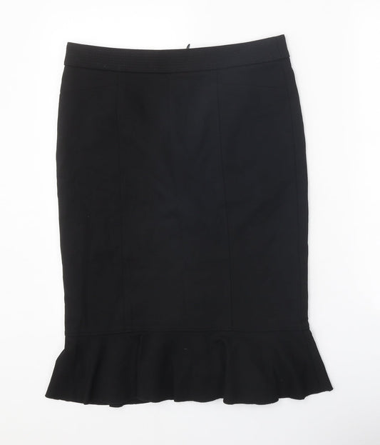 CC Womens Black Viscose Trumpet Skirt Size 10 Zip